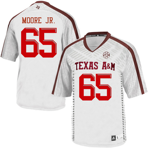Men #65 Dan Moore Jr. Texas Aggies College Football Jerseys Sale-White - Click Image to Close